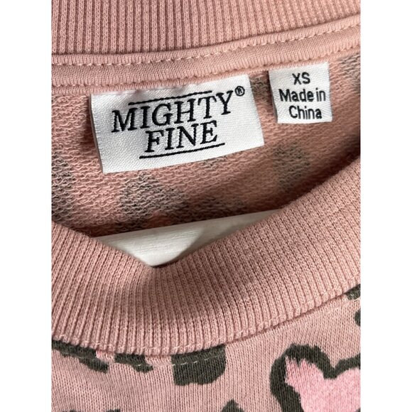 Mighty Fine Leopard Print Sweatshirt Pink Animal Print Pullover Women’s XS - Picture 3 of 9